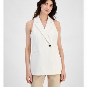 Anne Klein Women's Sleeveless Notched-Collar One-Button Blazer